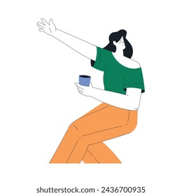 Woman Character Dance Happily at Party Vector Illustration