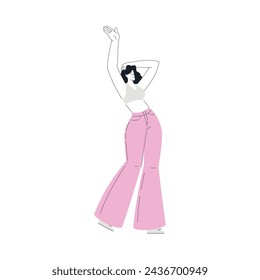 Woman Character Dance Happily at Party Vector Illustration