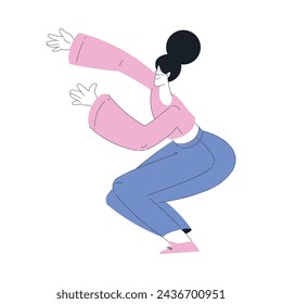 Woman Character Dance Happily at Party Vector Illustration