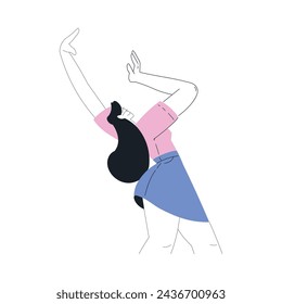Woman Character Dance Happily at Party Vector Illustration