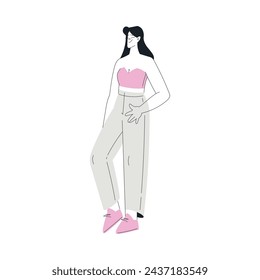 Woman Character Dance Happily at Party Vector Illustration