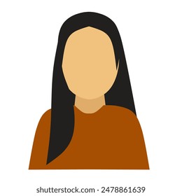 Woman character design in brown shirt, Flat character vector 