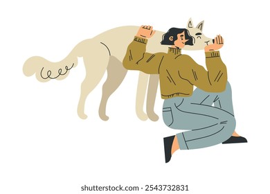 Personaje de mujer con mascota de perro como Ilustración vectorial de animales domésticos