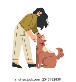 Personaje de mujer con mascota de perro como Ilustración vectorial de animales domésticos