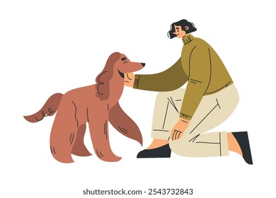 Personaje de mujer con mascota de perro como Ilustración vectorial de animales domésticos