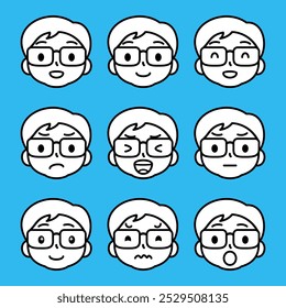 Woman character face avatar man expression cartoon vector set