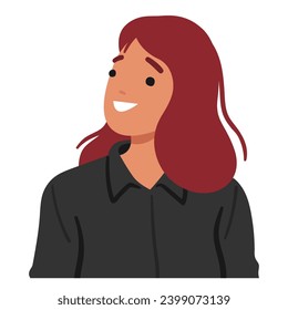 Woman Character Face Radiates Joy With A Captivating Smile, Her Eyes Sparkling With Happiness. The Warmth Of Her Expression Reflects Genuine And Contagious Delight. Cartoon People Vector Illustration