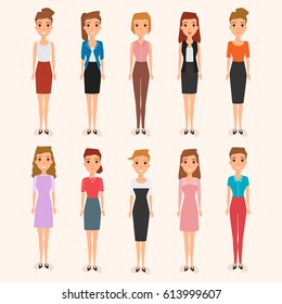 woman character in job. business woman illustration vector design.