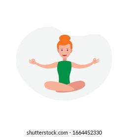 woman character in lotus position flat illustration. yoga design element