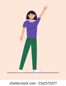 Woman character on isolated backgorund. Vector illustration