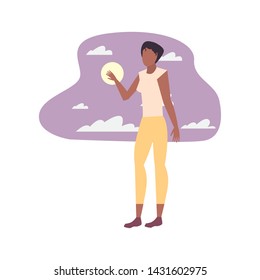 woman character portrait cartoon outdoor