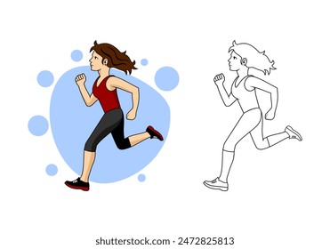 Woman Character Running Design Illustration vector eps format , suitable for your design needs, logo, illustration, animation, etc.