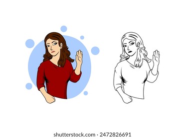 Woman Character Say No Design Illustration vector eps format , suitable for your design needs, logo, illustration, animation, etc.