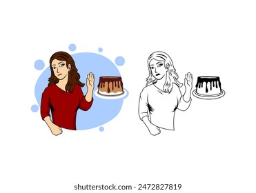 Woman Character Say No To Sugar Design Illustration vector eps format , suitable for your design needs, logo, illustration, animation, etc.