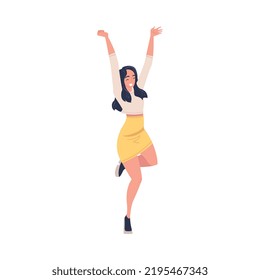 Woman Character Screaming Feeling Joy and Excitement Celebrating Something Vector Illustration