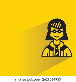 woman character with shadow yellow background