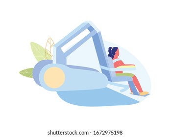 Woman Character Sitting on Special Device for Training Body, Rehabilitation for Athletes Recovery. Fitness Studio and Physiotherapy Room. Girl Adapt Living Full Life. Cartoon Flat Vector Illustration