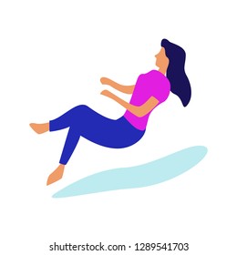 woman character slips on . Vector flat cartoon illustration - Vector