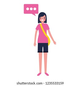 woman character with speech bubble 