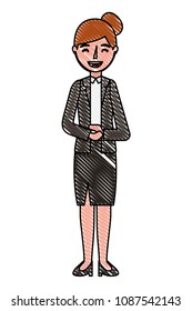 woman character standing in formal clothes