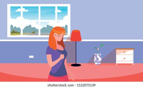 woman character standing in the living room