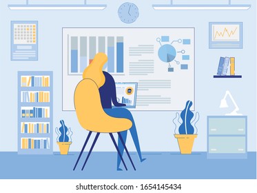 Woman Character Studying or Working via Internet. Networking Communication and Social Media Technologies Opportunity for Business and Learning. Online Conference, Webinar. Flat Vector Illustration.