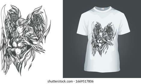 woman character t shirt design premium vector