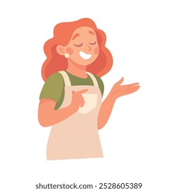 Woman Character Talking to Somebody with Gesture Vector Illustration