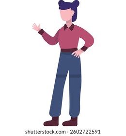 Woman character talking vector flat icon isolated