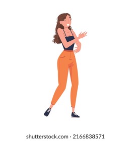 Woman Character Telling Funny Story and Joke Laughing Out Loud and Having Fun Vector Illustration