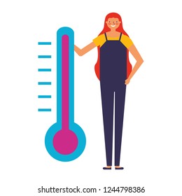 woman character with temperature