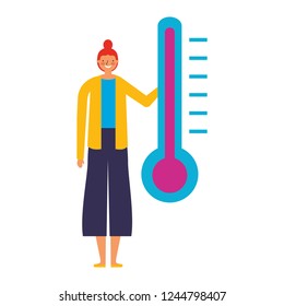 woman character with temperature