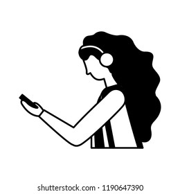 woman character using smartphone device