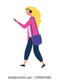 woman character using smartphone device