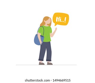 Woman character vector design. cute cartoon illustration of teen or tween student girl. Flat cartoon characters isolated on white background. Colorful vector illustration