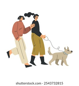 Personaje de mujer Walking Dog Pet como Ilustración vectorial de animales domésticos