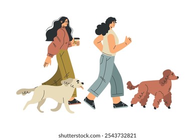 Personaje de mujer Walking Dog Pet como Ilustración vectorial de animales domésticos