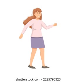 Woman Character Walking Forward Pursuing Goal Having Ambition Vector Illustration
