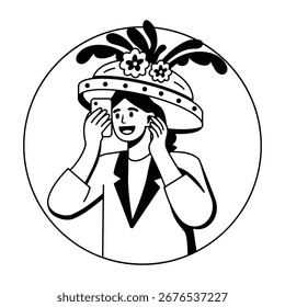 Un personaje de mujer con sombrero de Pascua, ilustración de glifo 