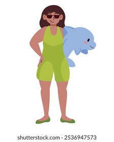 personagem mulher usando roupas de verão isolado