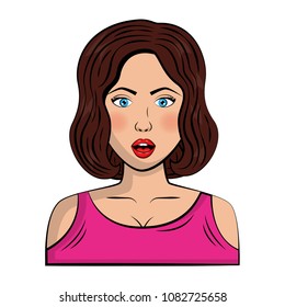 woman character whit short hair pop art style