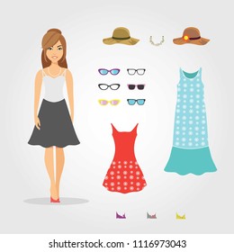 Woman Characters with Different Dresses Vector