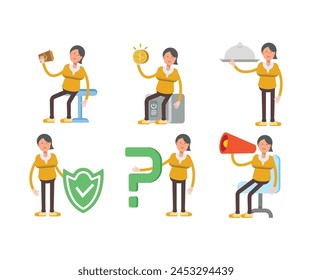 woman characters in different poses vector set