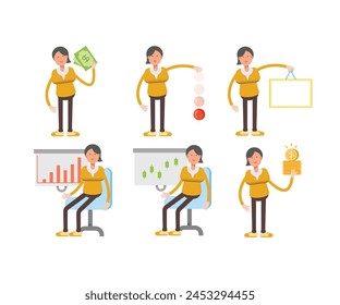 personajes de mujer en diferentes poses Vector conjunto