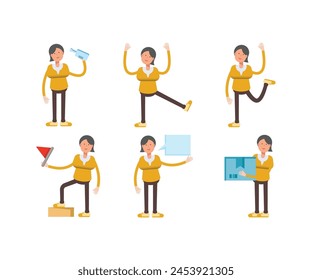 personajes de mujer en diferentes poses Vector conjunto