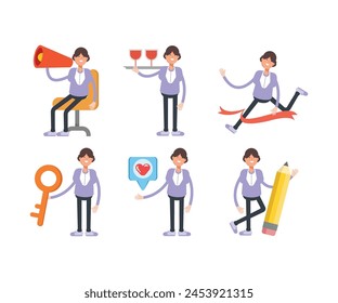 personajes de mujer en diferentes poses Vector conjunto