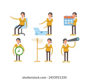woman characters in different poses vector set