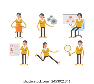 woman characters in different poses vector set