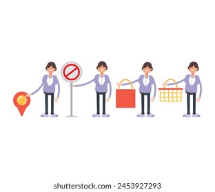woman characters in different poses vector set