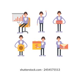 woman characters in different poses vector set